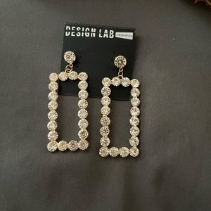 Diamond square hoop earrings